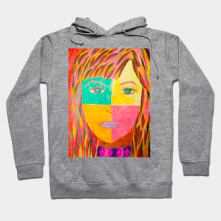 The Four Color Girl's Face Modern Abstract Art Hoodie